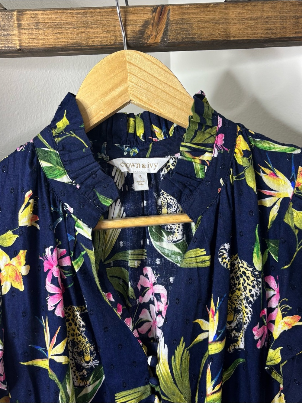 Crown and Ivy Navy Floral Maxi Dress with Tropical Print Size S - Picture 5 of 7